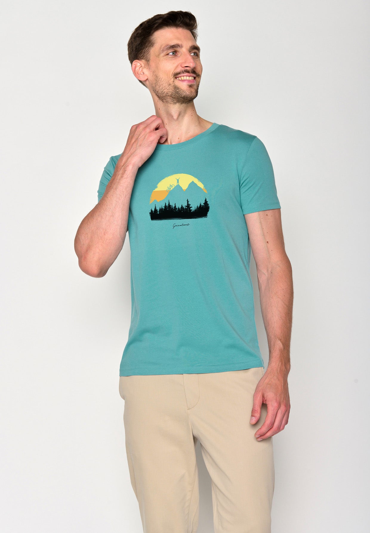 Türkis: Sportliches T-Shirt aus Bio-Baumwolle für Herren [18613]