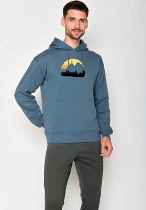 Vintage Blue: Gemütlicher Hoodie aus Bio-Baumwolle für Herren [18619]