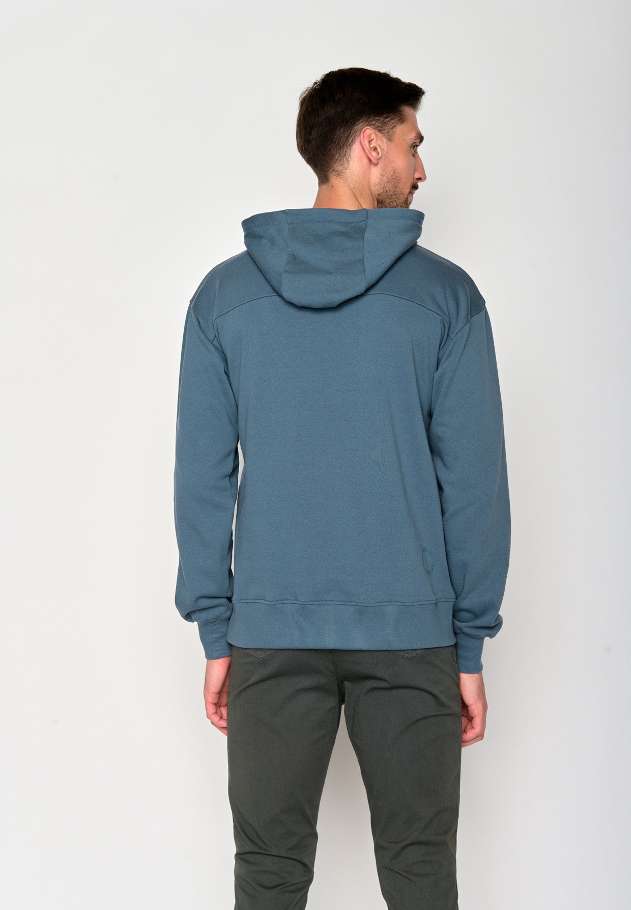 Vintage Blue: Gemütlicher Hoodie aus Bio-Baumwolle für Herren [18620]