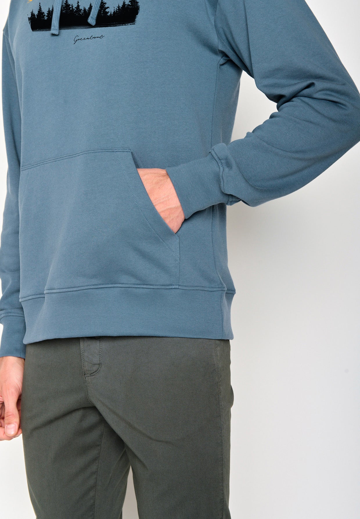 Vintage Blue: Gemütlicher Hoodie aus Bio-Baumwolle für Herren [18622]