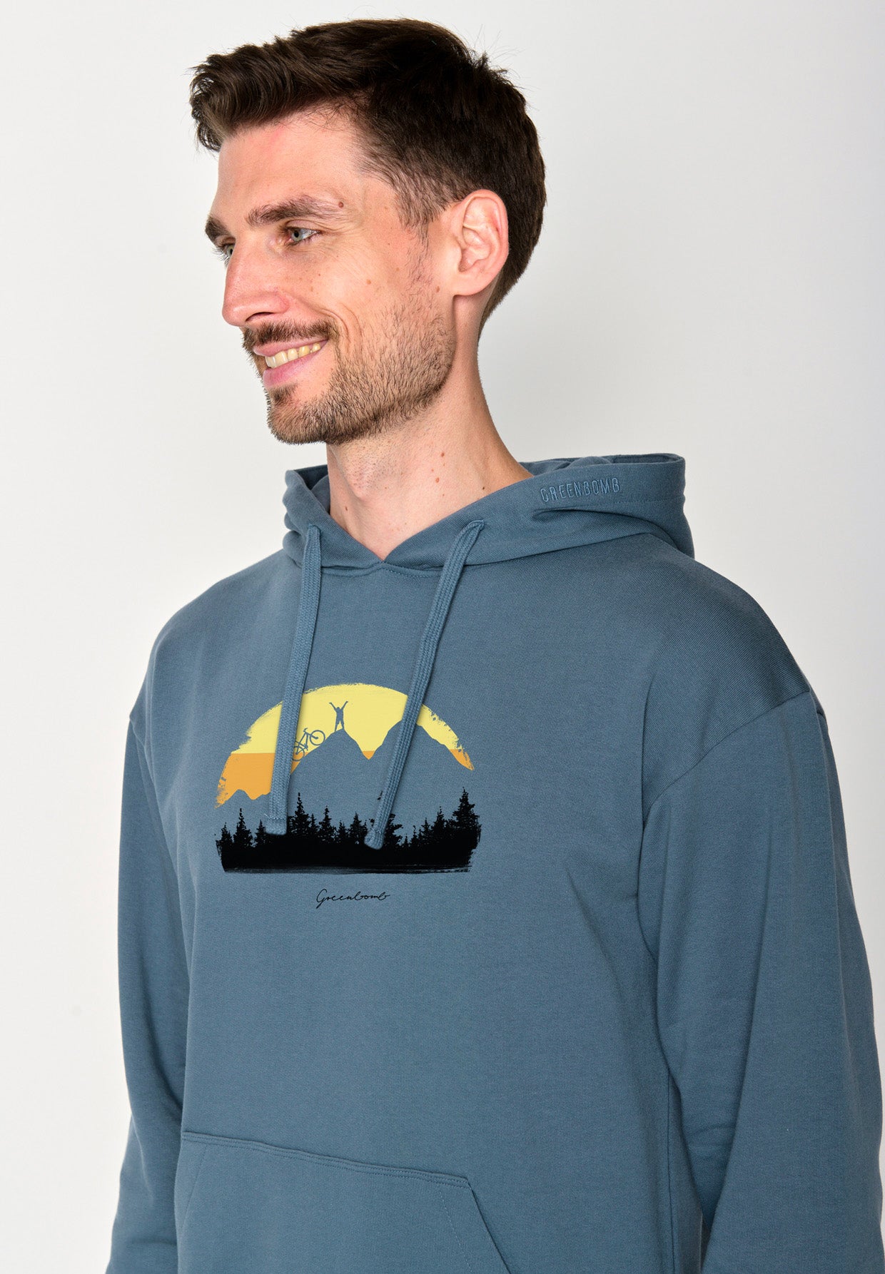 Vintage Blue: Gemütlicher Hoodie aus Bio-Baumwolle für Herren [18623]