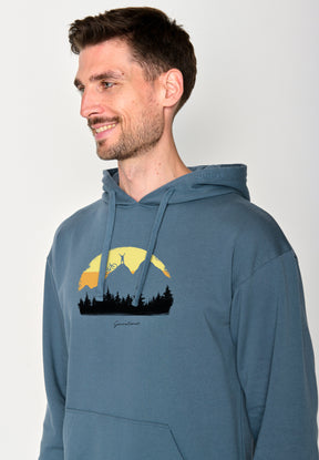 Vintage Blue: Gemütlicher Hoodie aus Bio-Baumwolle für Herren [18623]