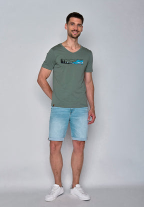 Pale Green: Lässiges T-Shirt aus Bio-Baumwolle für Herren [18642]