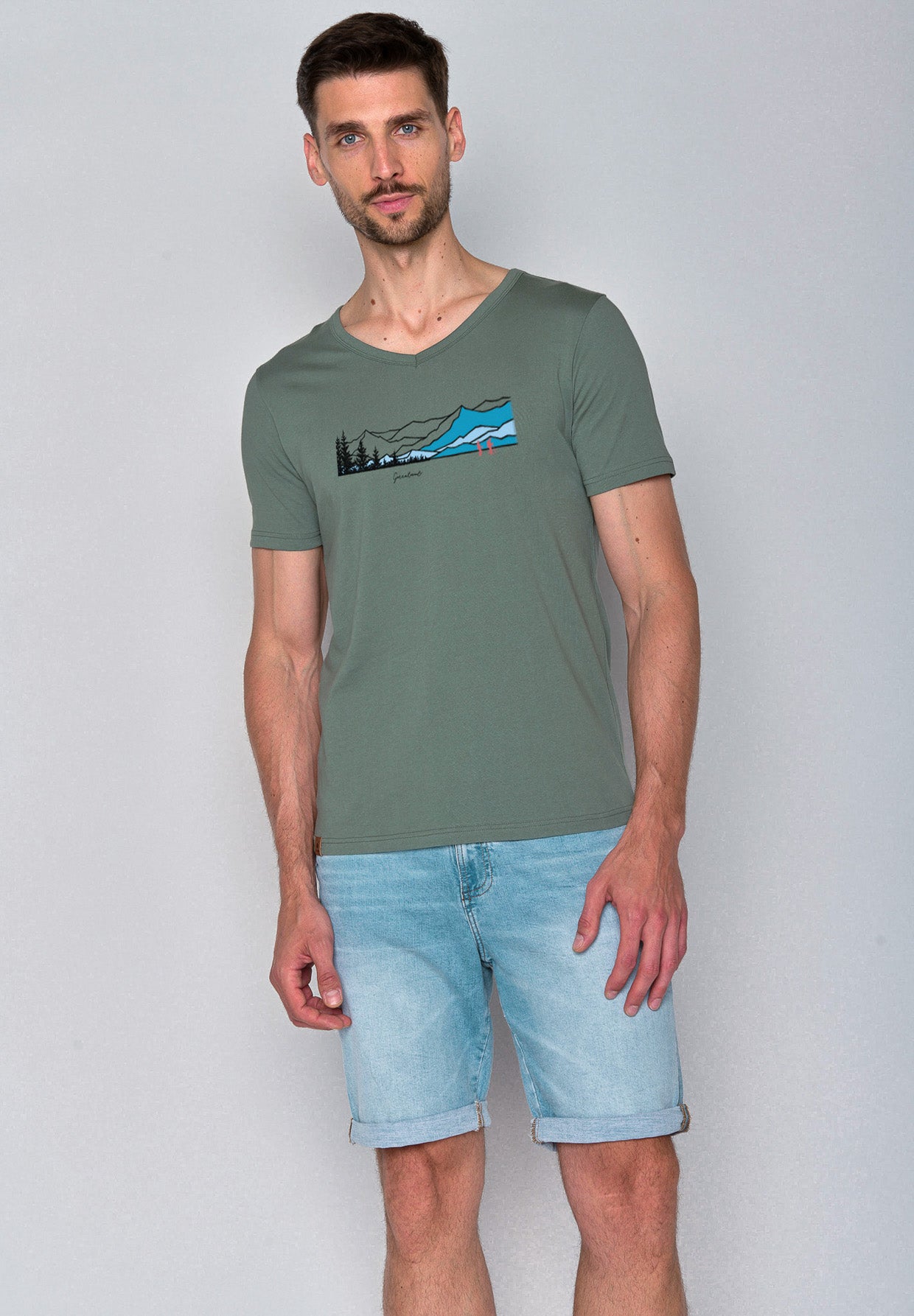 Pale Green: Lässiges T-Shirt aus Bio-Baumwolle für Herren [18643]
