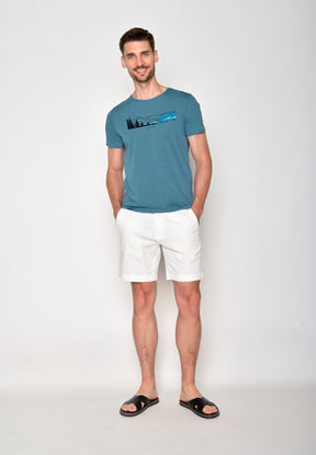 Blau:  Lässiges T-Shirt aus Bio-Baumwolle für Herren [18648]