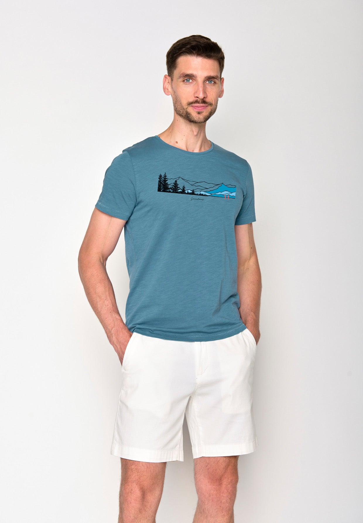 Blau:  Lässiges T-Shirt aus Bio-Baumwolle für Herren [18649]