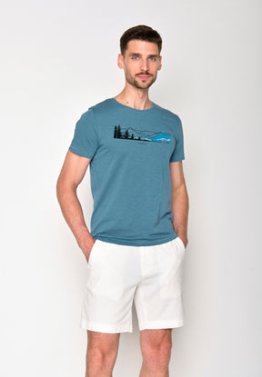 Blau:  Lässiges T-Shirt aus Bio-Baumwolle für Herren [18649]