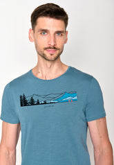 Blau:  Lässiges T-Shirt aus Bio-Baumwolle für Herren [18651]