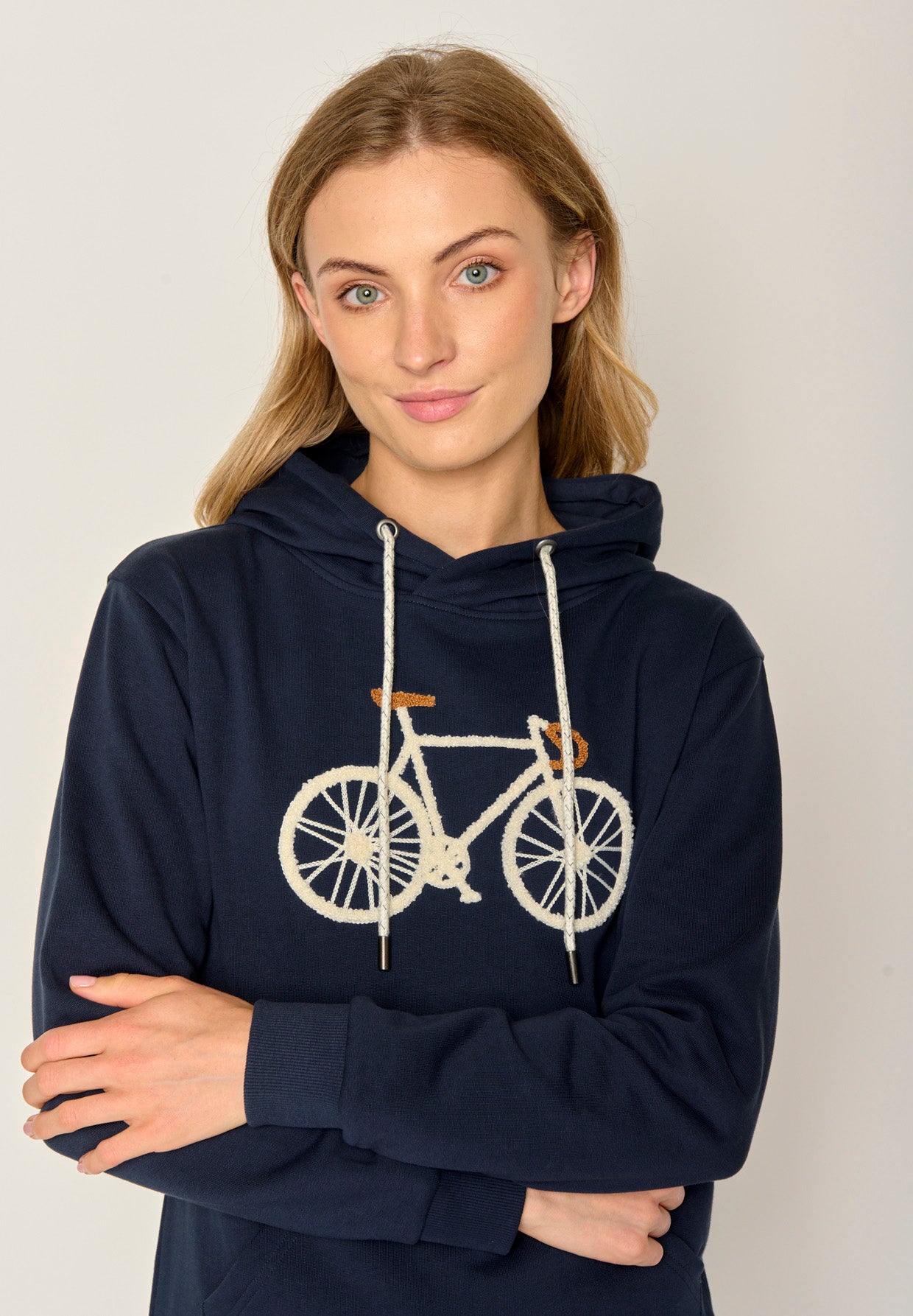 Navy: Gemütlicher Hoodie aus Bio-Baumwolle für Damen [18652]