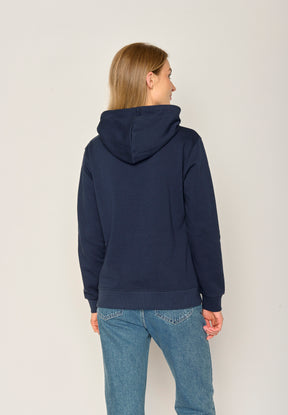 Navy: Gemütlicher Hoodie aus Bio-Baumwolle für Damen [18655]