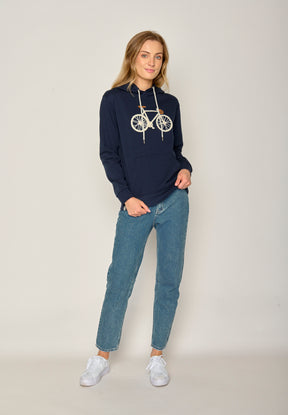 Navy: Gemütlicher Hoodie aus Bio-Baumwolle für Damen [18656]