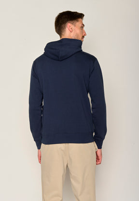 Navy: Kuschliger Hoodie aus Bio-Baumwolle für Herren [18662]