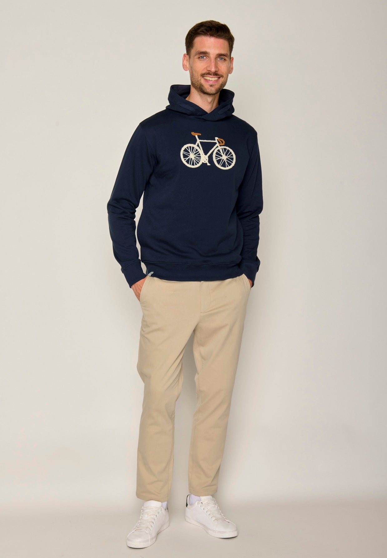 Navy: Kuschliger Hoodie aus Bio-Baumwolle für Herren [18663]