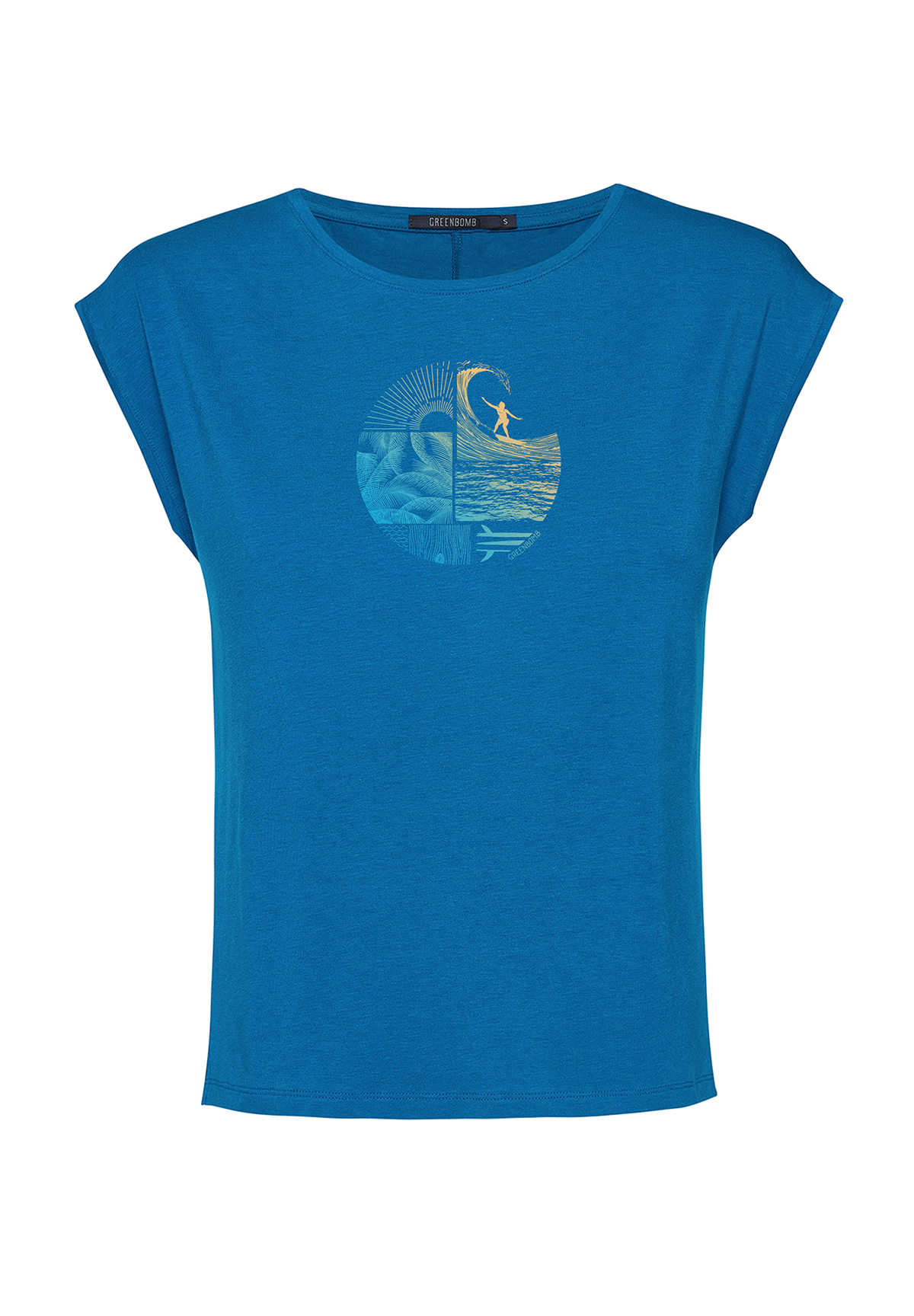 Blau:  Lässiges T-Shirt aus Bio-Baumwoll Mix für Damen [18742]