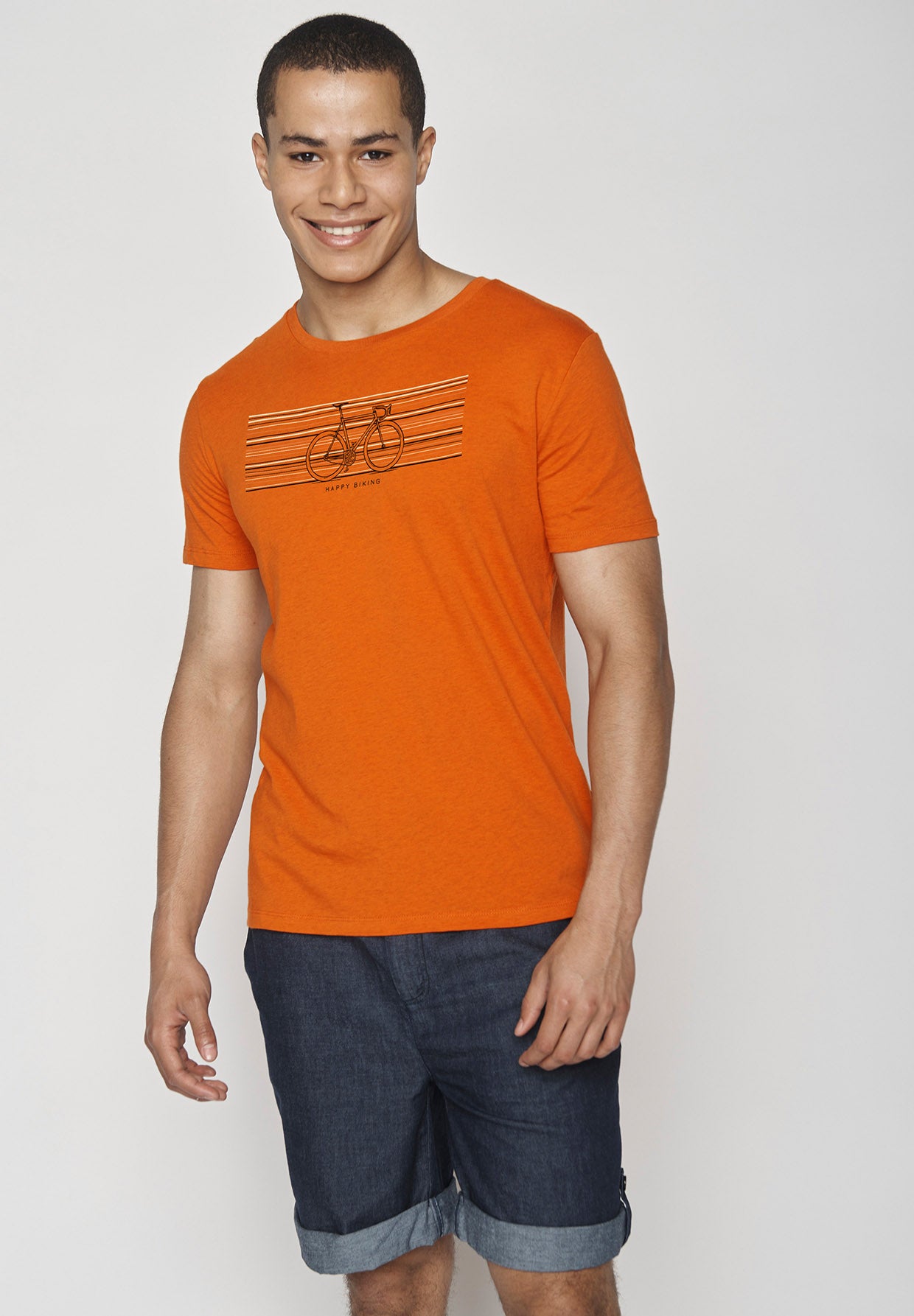 Black Heather Orange: Sportliches T-Shirt aus Bio-Baumwolle für Herren [18776]