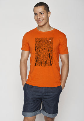 Black Heather Orange: Sportliches T-Shirt aus Bio-Baumwolle für Herren [18823]