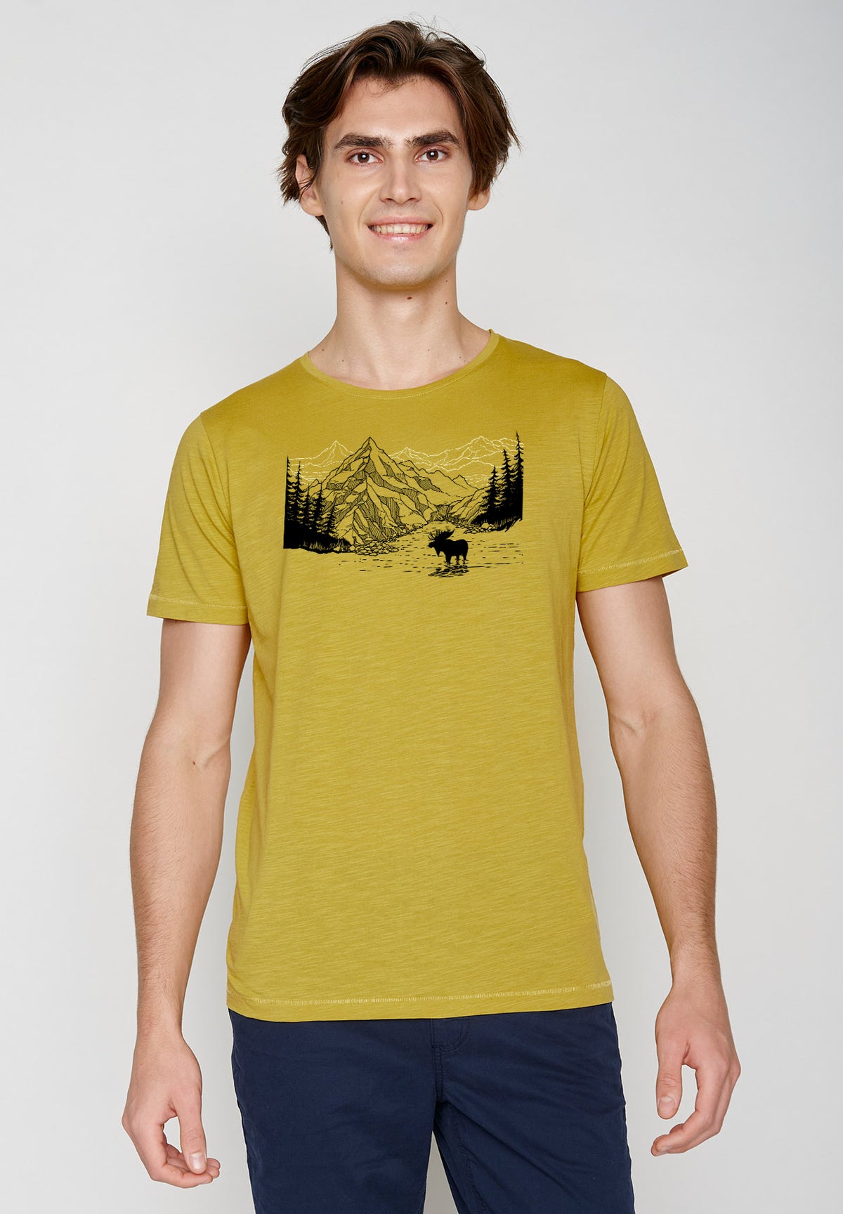 Gelb:  Lässiges T-Shirt aus Bio-Baumwolle für Herren [18837]