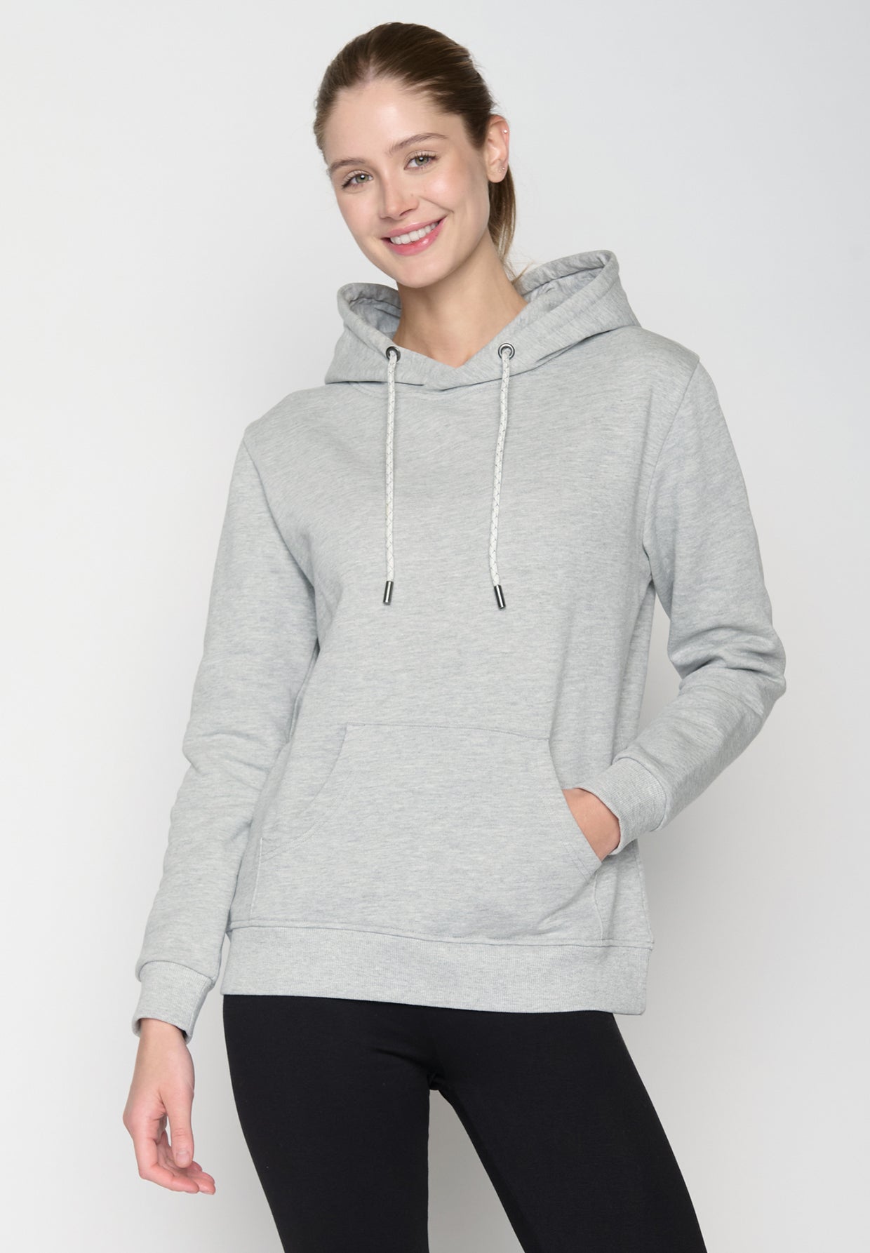 Grau:  Gemütlicher Hoodie aus Bio-Baumwolle für Damen [18853]