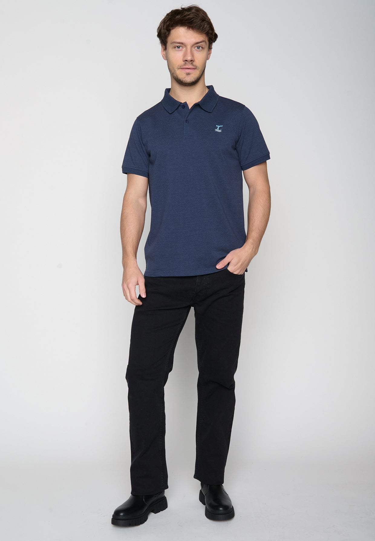 Navy: Sportliches Polo aus Baumwoll-Mix für Herren [18995]