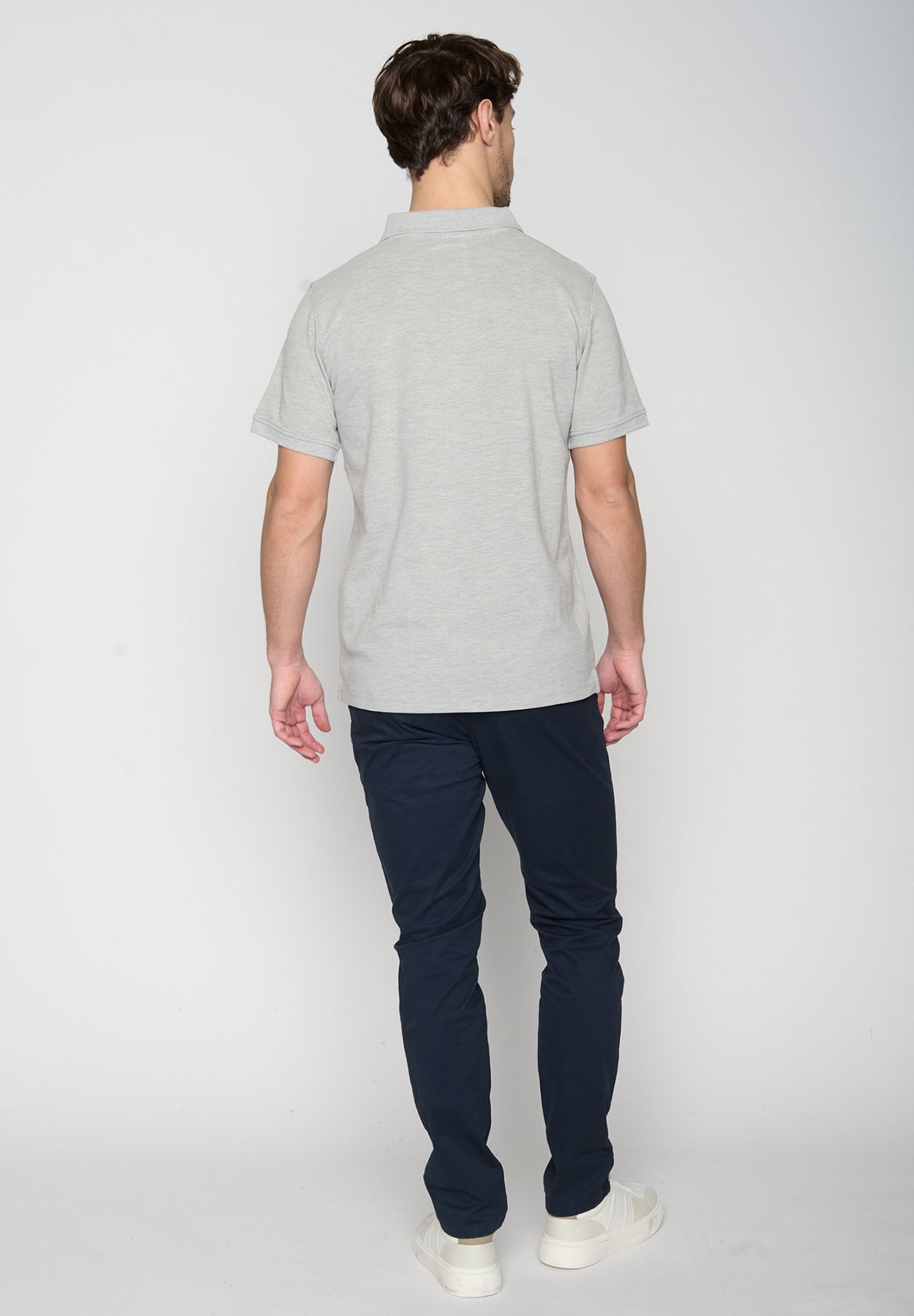 Heather Grey: Sportliches Polo aus Baumwoll-Mix für Herren [19009]