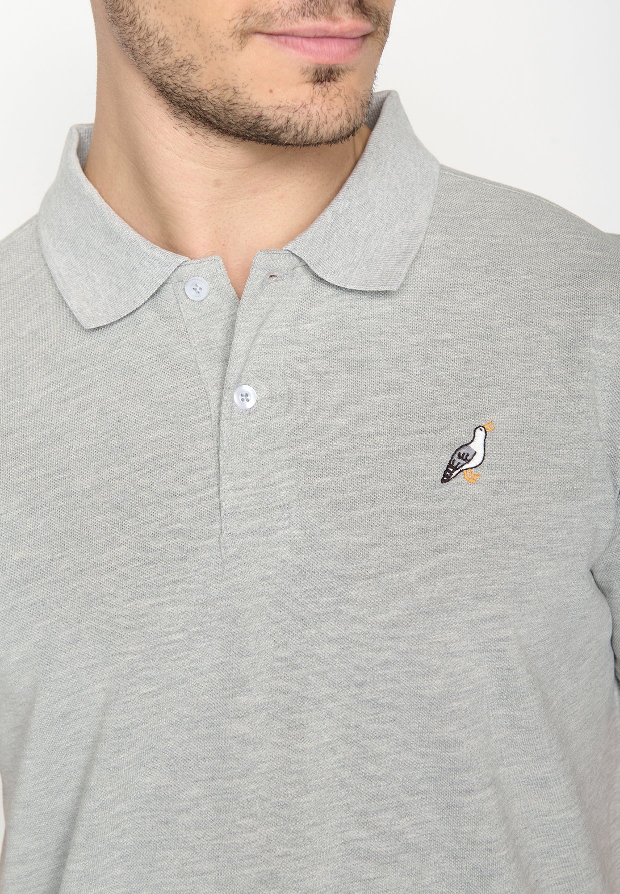 Heather Grey: Sportliches Polo aus Baumwoll-Mix für Herren [19010]