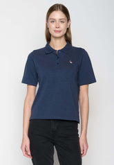 Navy: Sportliches Polo aus Baumwoll-Mix für Damen [19012]