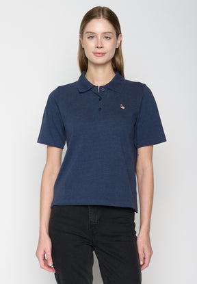 Navy: Sportliches Polo aus Baumwoll-Mix für Damen [19012]