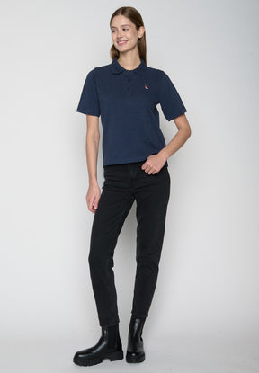 Navy: Sportliches Polo aus Baumwoll-Mix für Damen [19013]