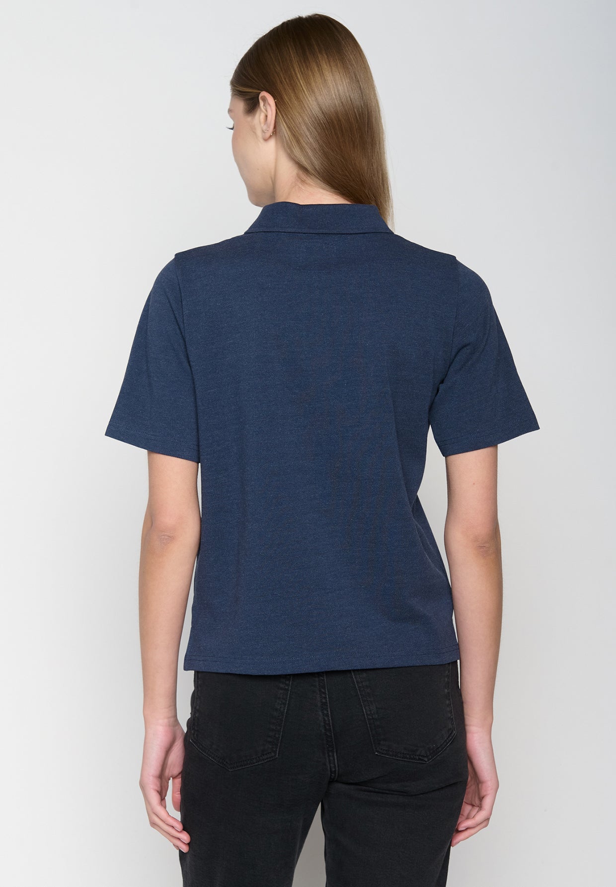 Navy: Sportliches Polo aus Baumwoll-Mix für Damen [19014]