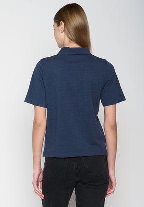 Navy: Sportliches Polo aus Baumwoll-Mix für Damen [19014]