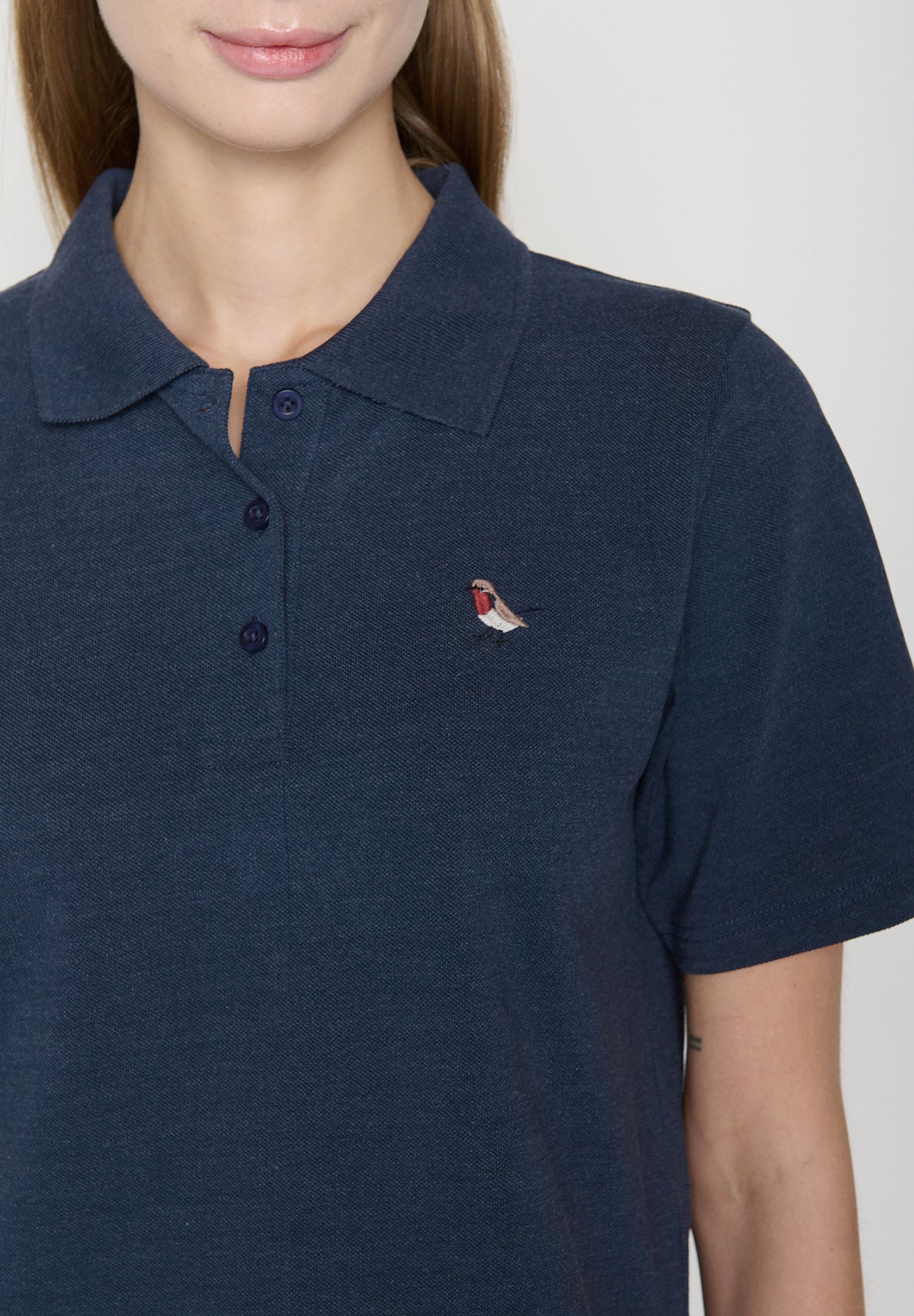 Navy: Sportliches Polo aus Baumwoll-Mix für Damen [19016]