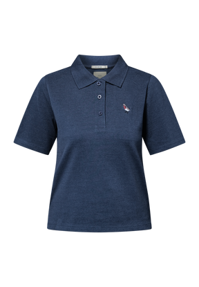 Navy: Sportliches Polo aus Baumwoll-Mix für Damen [19018]