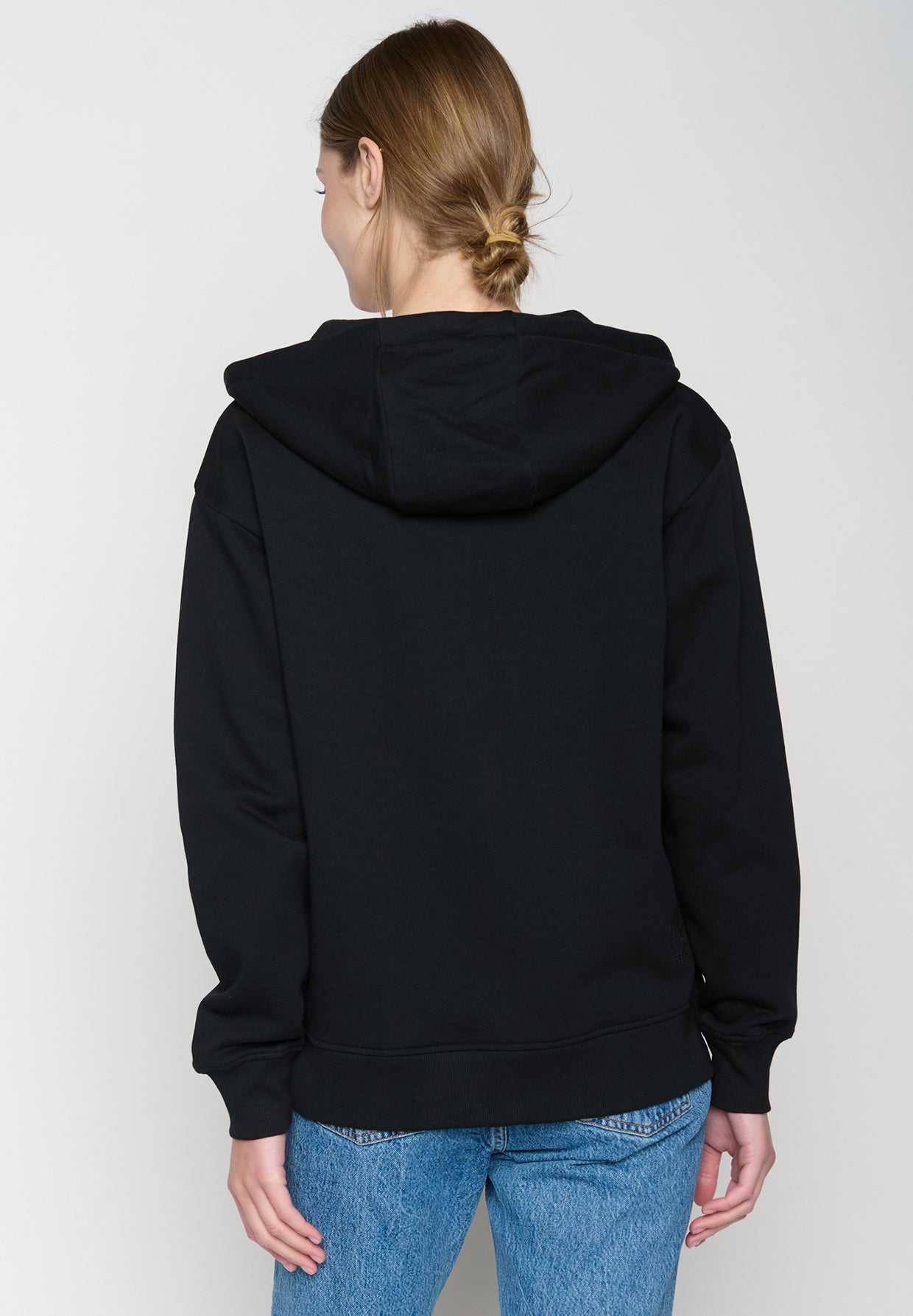 Schwarz:  Lässige Sweatjacke aus Baumwolle für Damen [19029]