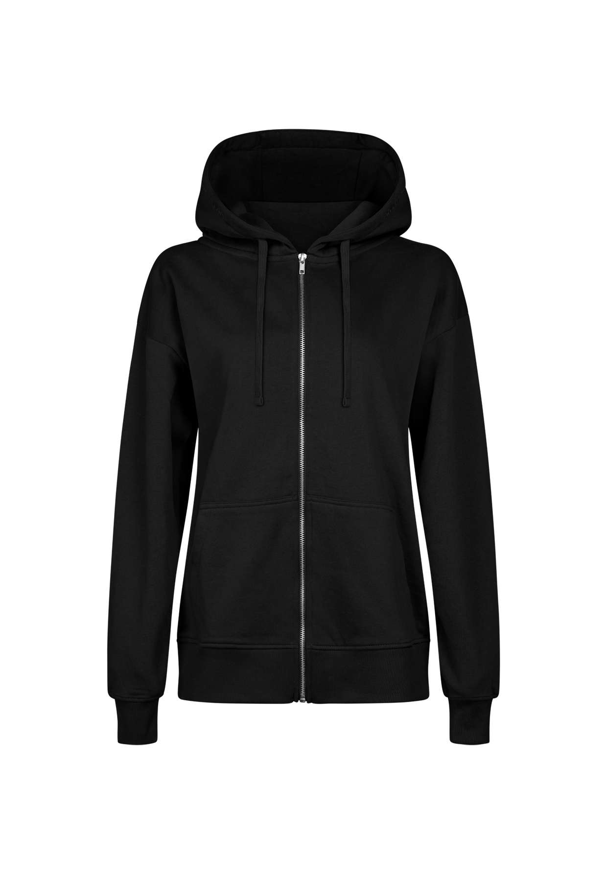 Schwarz:  Lässige Sweatjacke aus Baumwolle für Damen [19031]
