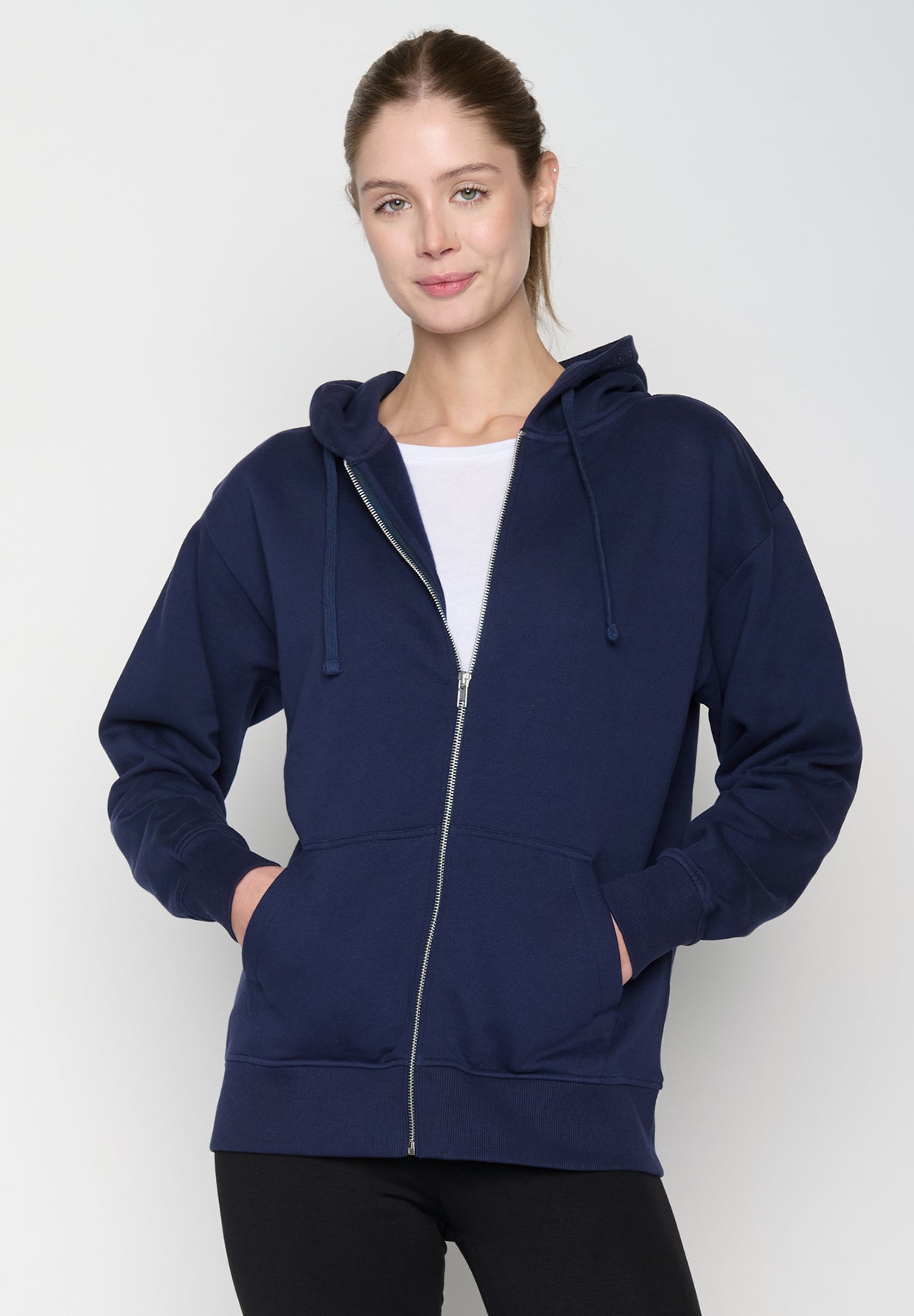 Blau:  Lässige Sweatjacke aus Baumwolle für Damen [19032]
