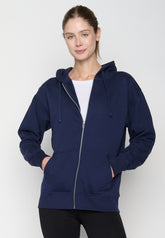 Navy: Lässige Sweatjacke aus Baumwolle für Damen [19032]