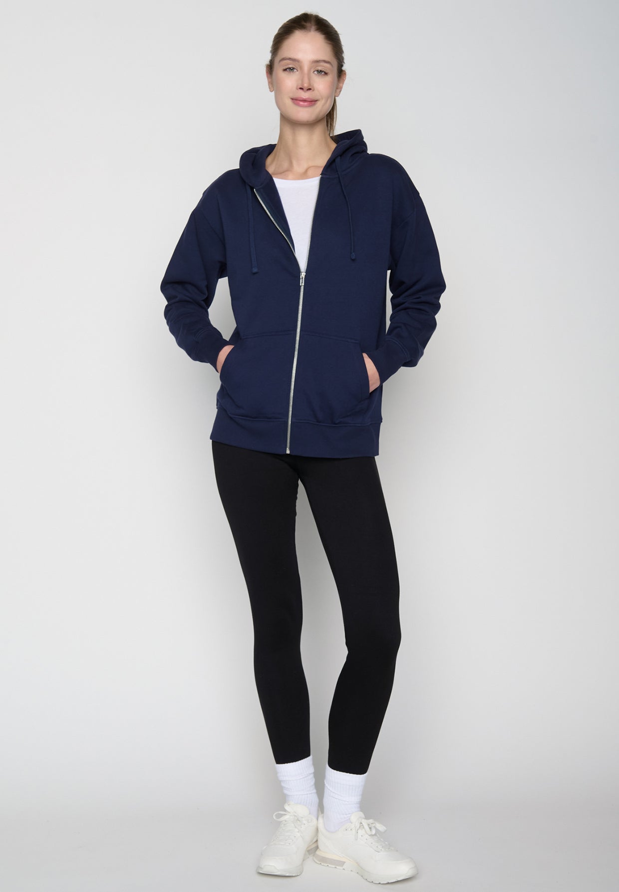 Blau:  Lässige Sweatjacke aus Baumwolle für Damen [19033]