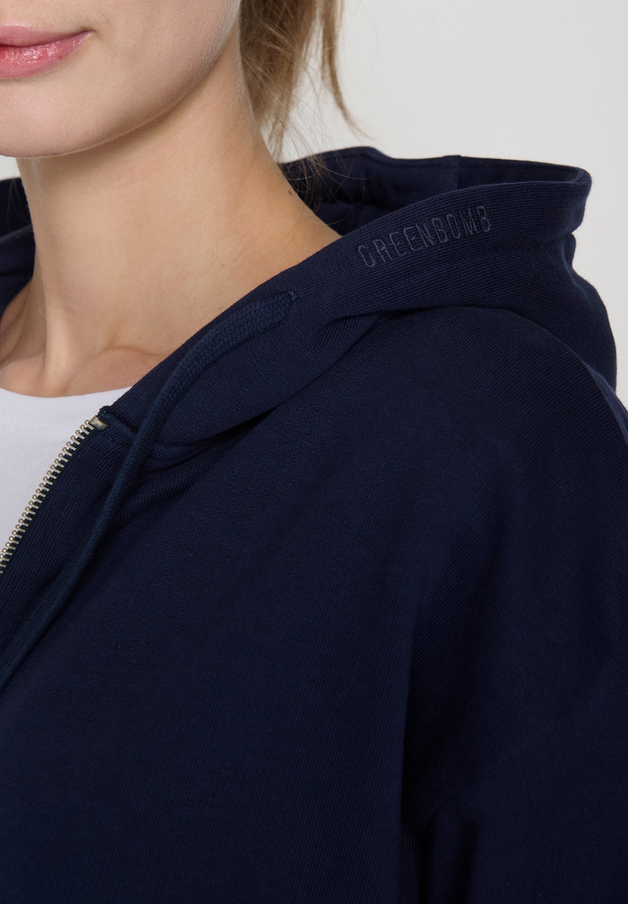 Blau:  Lässige Sweatjacke aus Baumwolle für Damen [19036]