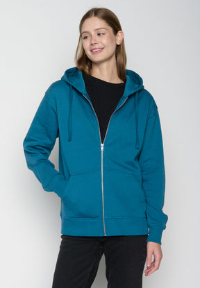 Blau:  Lässige Sweatjacke aus Baumwolle für Damen [19038]