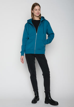 Blau:  Lässige Sweatjacke aus Baumwolle für Damen [19039]
