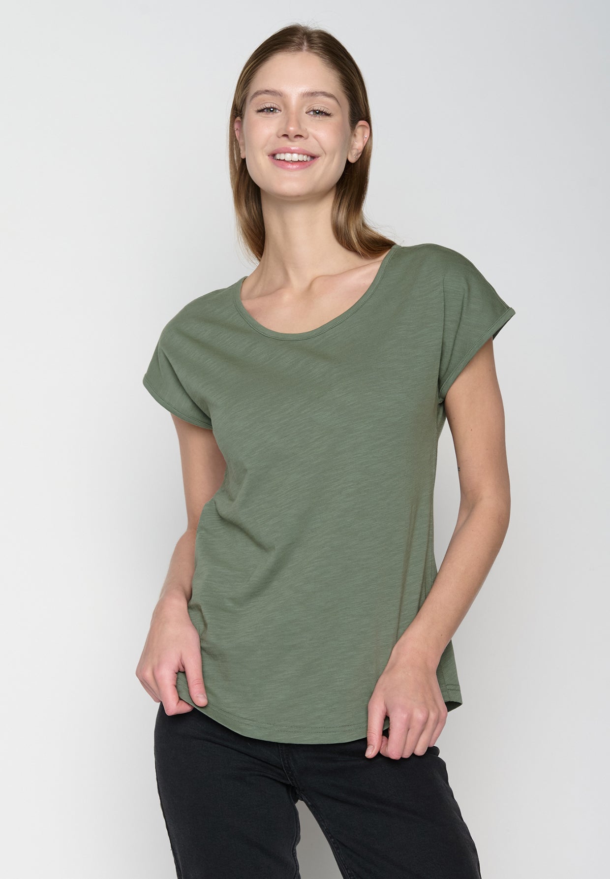 Grau:  Sportliches T-Shirt aus Bio-Baumwolle für Damen [19044]