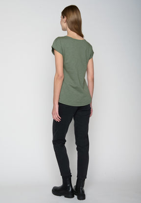 Moos Grey: Lässiges T-Shirt aus Bio-Baumwolle für Damen [19047]