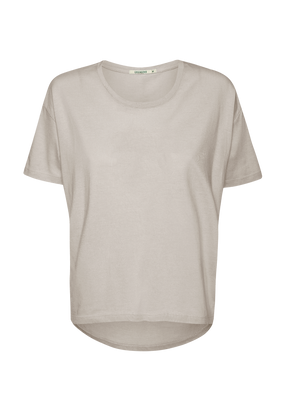 Off White: Lässiges T-Shirt aus Bio-Baumwoll-Mix für Damen [19066]