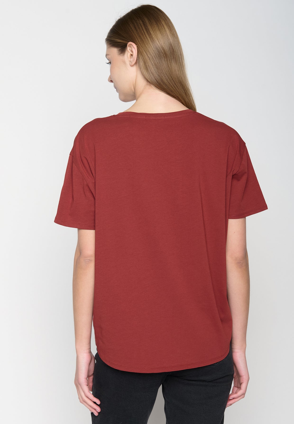 Rot:  Lässiges T-Shirt aus Bio-Baumwoll Mix für Damen [19069]