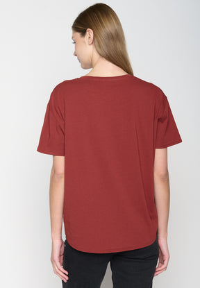 Rot:  Lässiges T-Shirt aus Bio-Baumwoll Mix für Damen [19069]