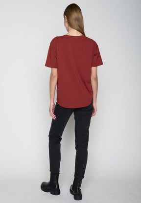Rot:  Lässiges T-Shirt aus Bio-Baumwoll Mix für Damen [19070]