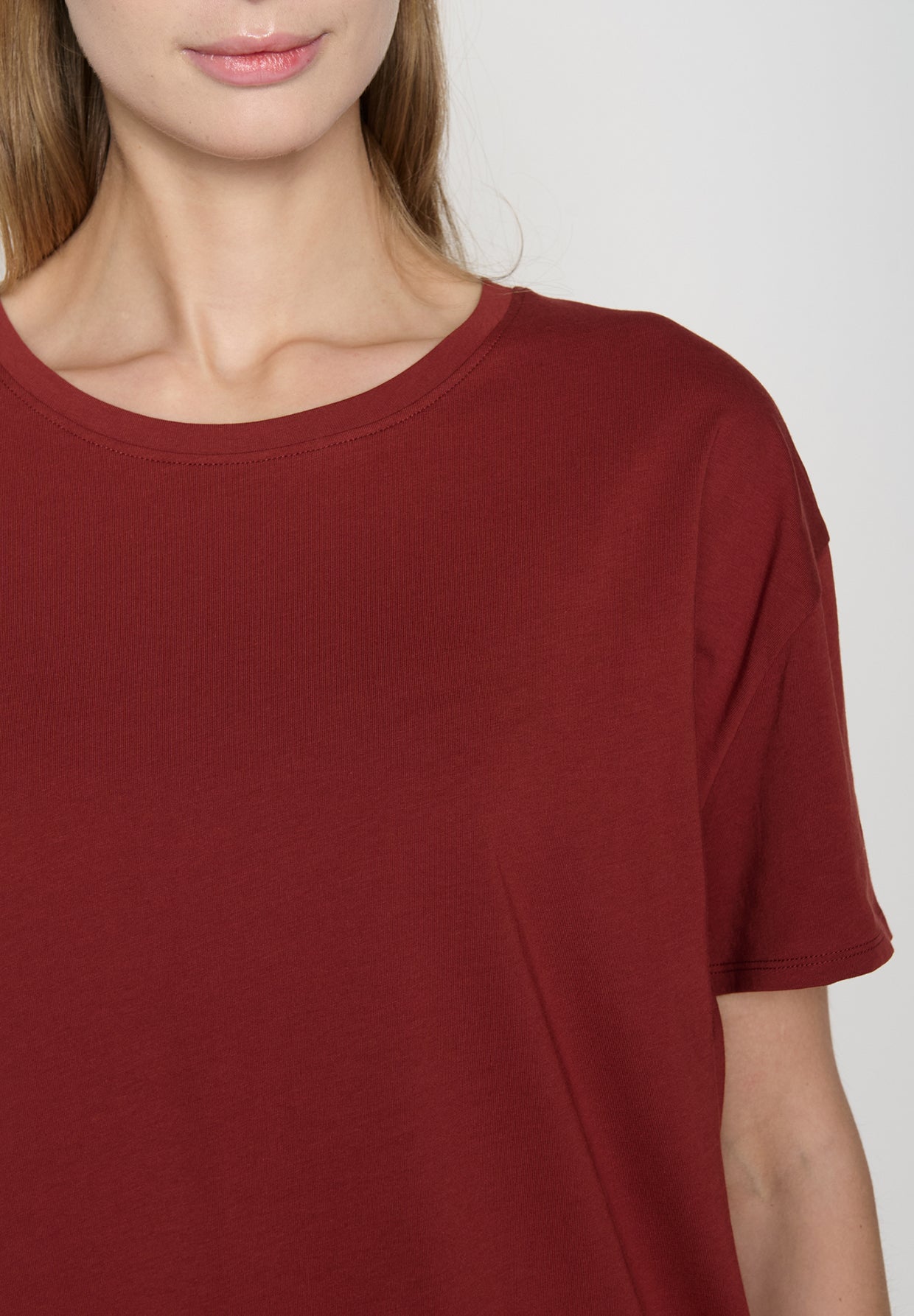 Rot:  Lässiges T-Shirt aus Bio-Baumwoll Mix für Damen [19071]