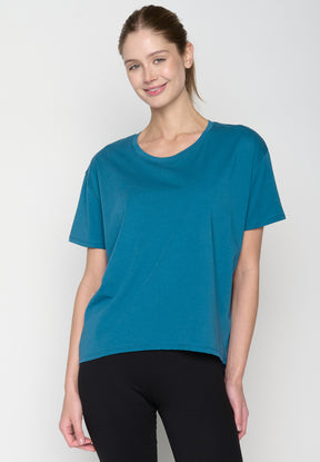 Blau:  Lässiges T-Shirt aus Bio-Baumwoll Mix für Damen [19073]