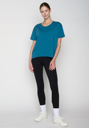 Blau:  Lässiges T-Shirt aus Bio-Baumwoll Mix für Damen [19074]