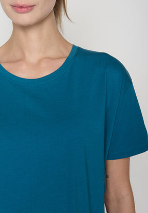 Blau:  Lässiges T-Shirt aus Bio-Baumwoll Mix für Damen [19077]